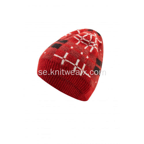 Girl's Stickad Jacquard Winter Soft Beanie Cap